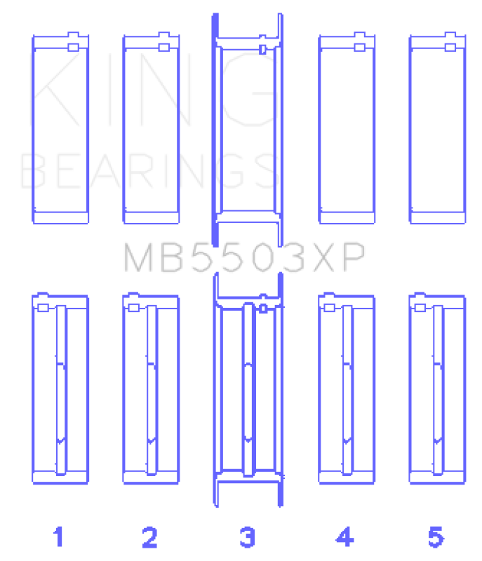 King Engine Bearings Ford V8 351ci 5.8L 16V (Size .010 Oversized) Performance Main Bearing Set