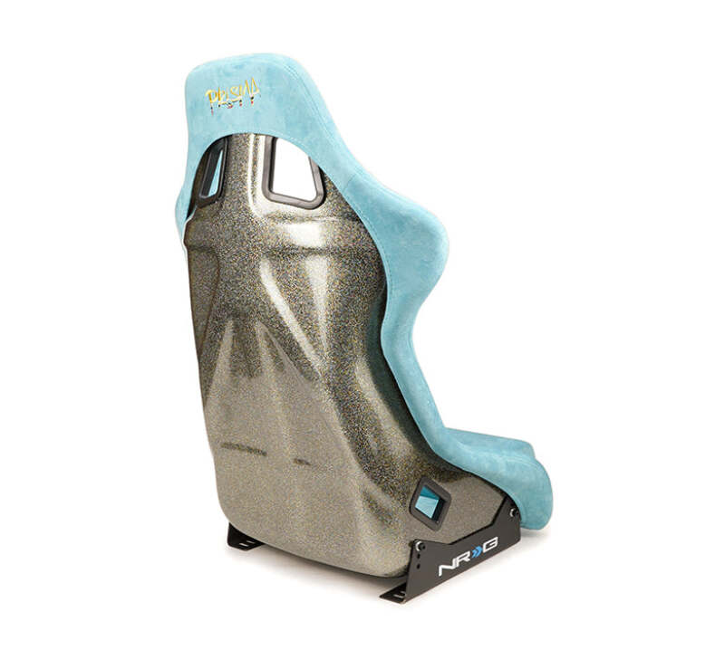 NRG FRP Bucket Seat ULTRA Edition W/ Grey Pearlized Back / Teal Microfiber Material - Large