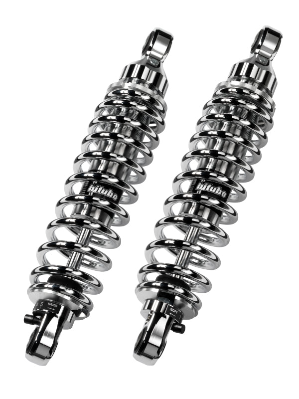 Bitubo WME0 Twinshocks Adjustable: Spring Preload, Rebound, Length 326mm, Chrome Edition