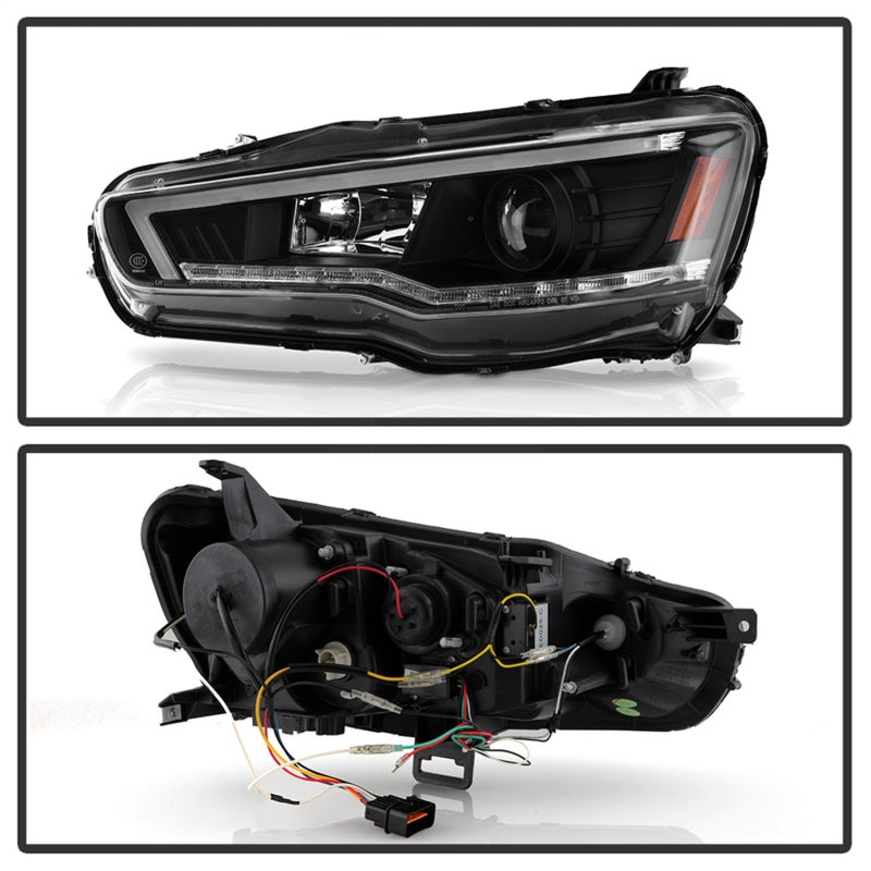 Spyder 08-17 Mitsubishi Lancer EVO 10 Projector Headlights - Black (PRO-YD-ML08V2SI-SEQ-BK)