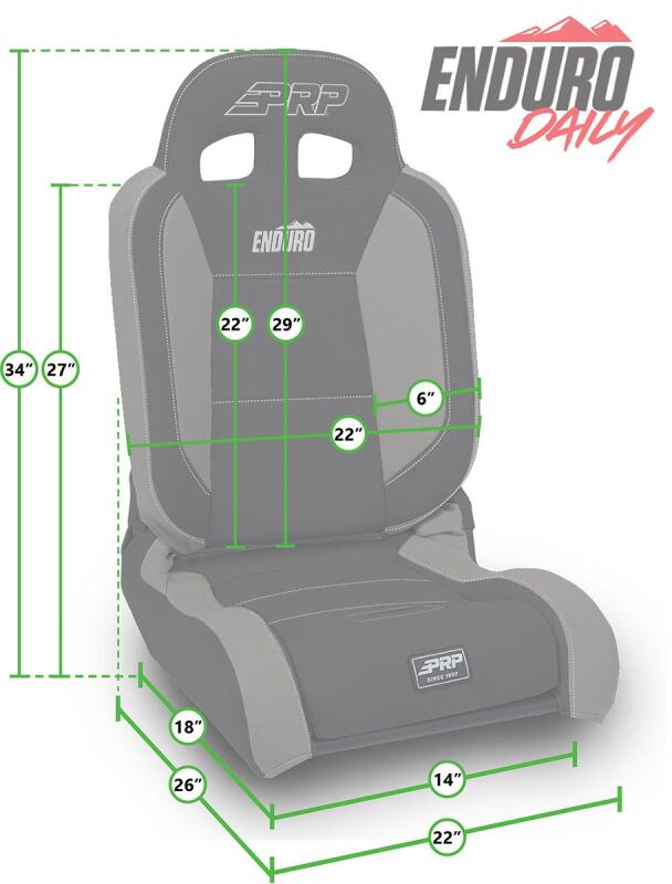 PRP EnduroDaily Reclining Suspension Seat - Black Suede - Passenger