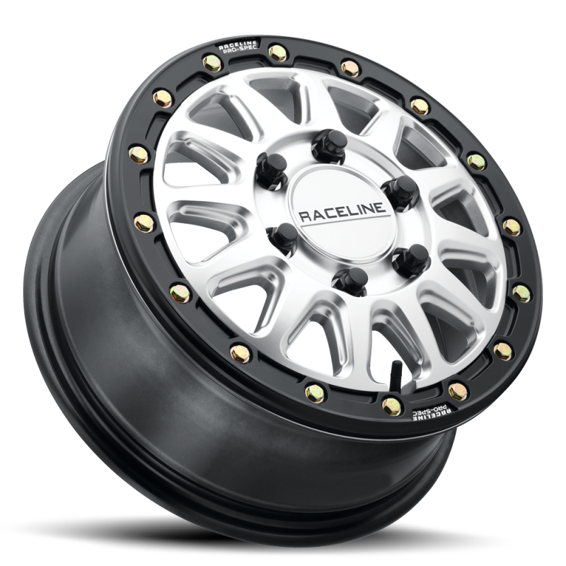 Raceline A14SB Alpha 15x7in / BP / 25mm Offset / 68mm Bore - Hyper Silver w/Black Ring
