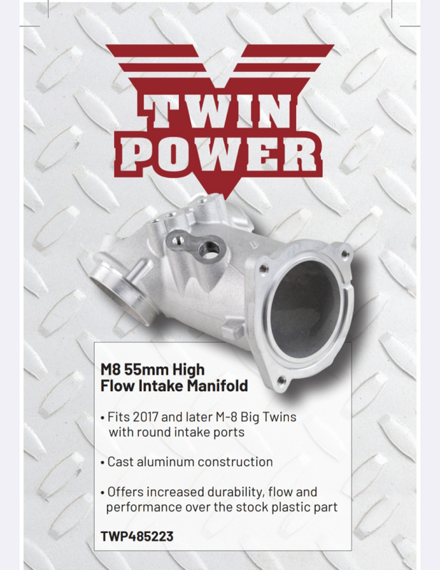 Twin Power 55mm Aluminum High Flow intake for 2017+ M-8