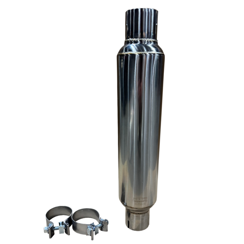 Kooks 2.5in Round Clamp In Muffler 14in Long Polished Stainless Steel