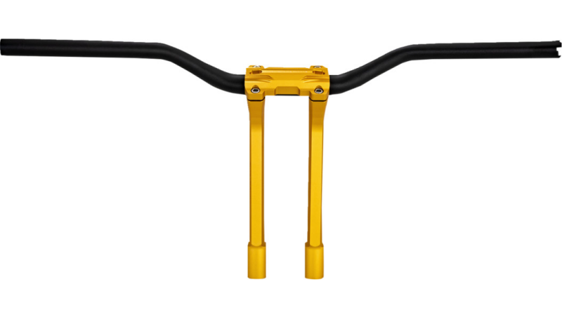 Performance Machine Phatbar H-Bar Assy, 11-1/2in Riser, 1-1/4in Bar, Int Wire, Gauge Mnt - Gold Ops