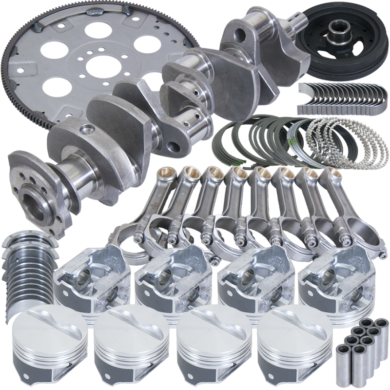 Eagle Chevy 350 1Pc 3.750in Crank 5.700in I-Beam Rods 4.000in Pistons 153 Tooth FP Balanced Assembly
