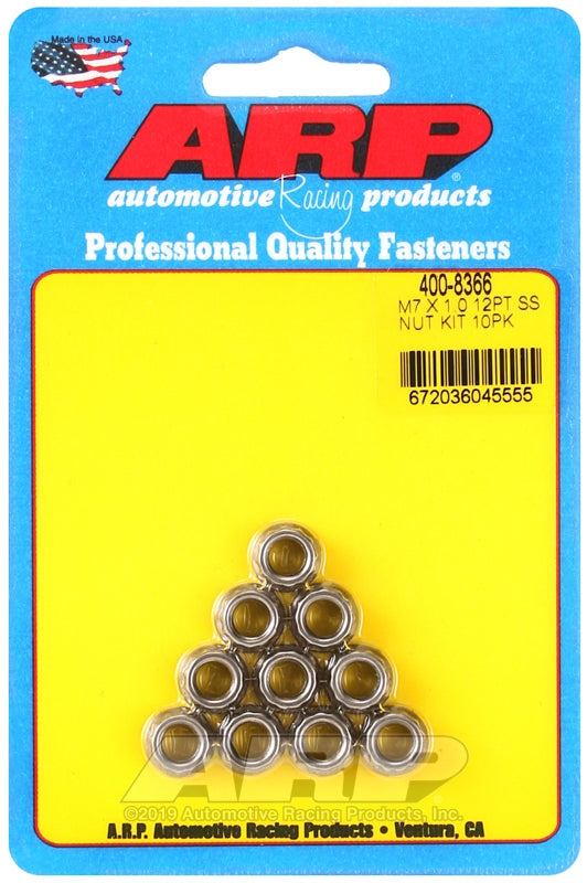 ARP M7 X 1.00 (M9 wr) SS 12pt nut kit