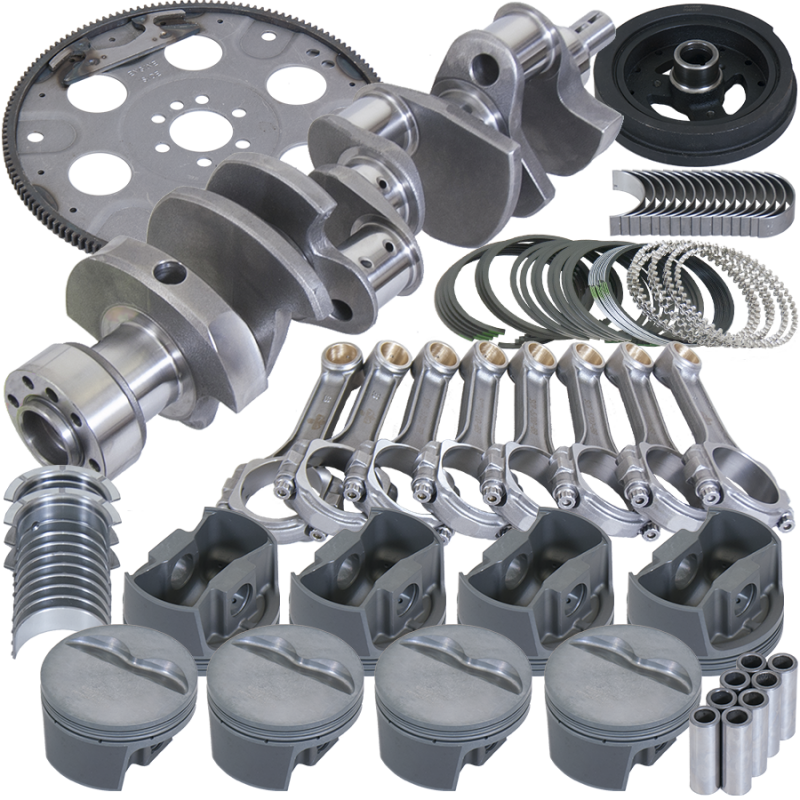 Eagle Chevy 350 1Pc 3.750in Crank 5.700in I-Beam Rods 4.040in Pistons 153 Tooth FP Balanced Assembly