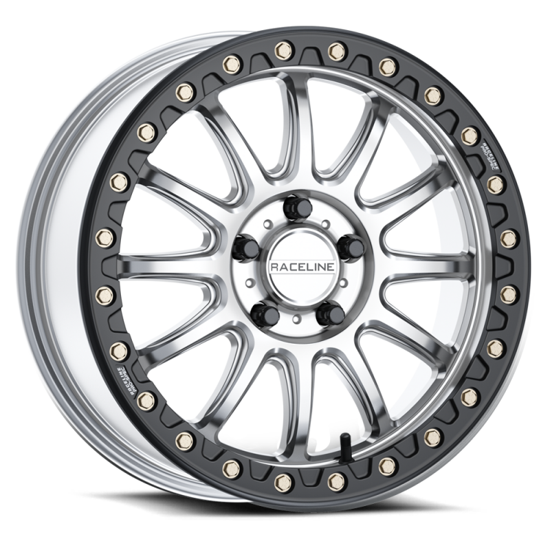 Raceline A14SB Alpha 15x7in / BP / 25mm Offset / 68mm Bore - Hyper Silver w/Black Ring