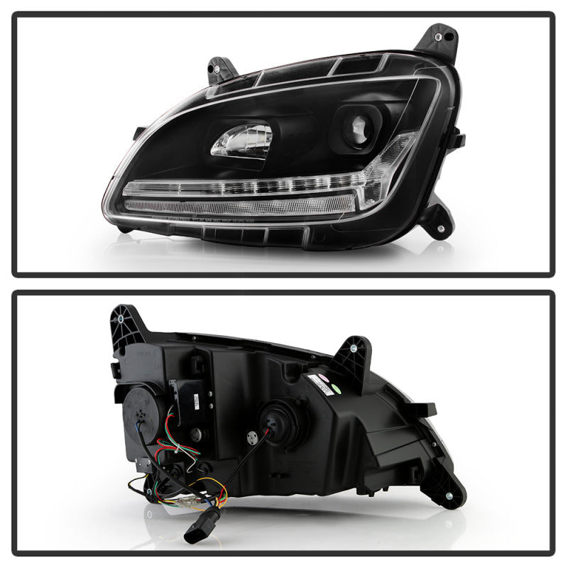 Spyder 13-19 Peterbilt 579 Driver Side Projector Headlights - Black (PRO-YD-PB57914-SEQ-L-BK)