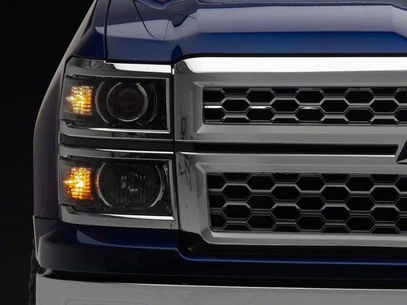 Raxiom 14-15 Chevrolet Silverado 1500 OE Projector Headlights/Chrome Trim- Black- Clear Lens