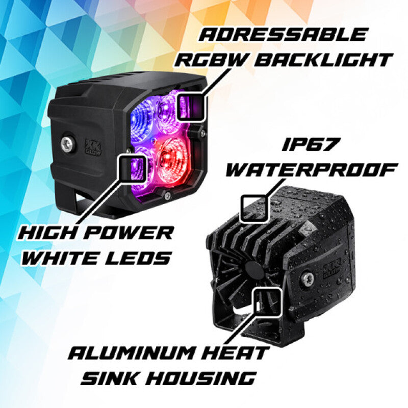 XKGlow XKmax RGBW Addressable Cube Light - Flood Beam