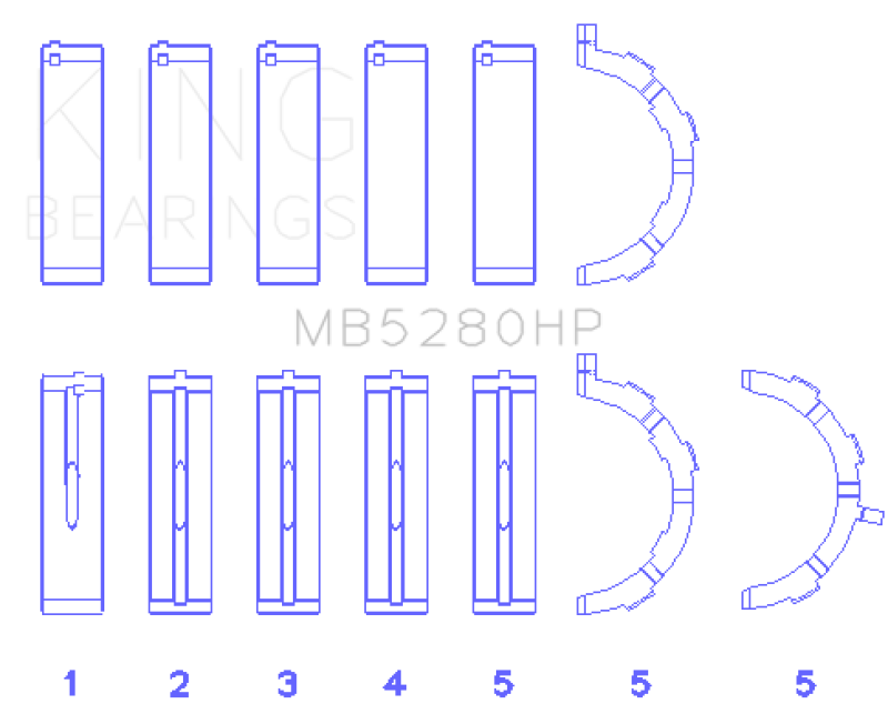 King Ford Prod. V8 4.6L/5.4L Will Not Fit GT500 (Size STDX) Performance Main Bearing Set