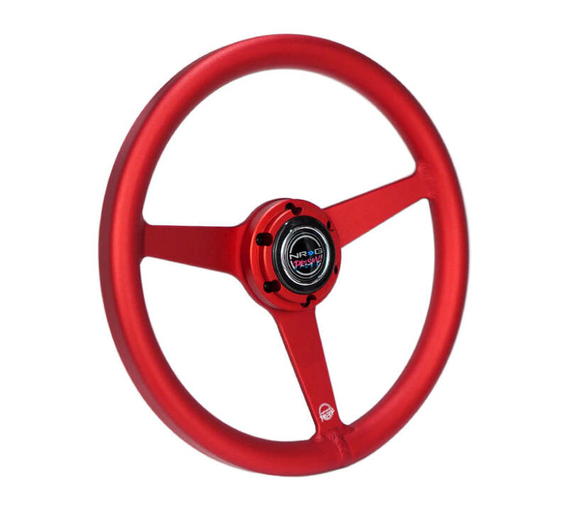 NRG Aluminum Steering Wheel 330mm - Heritage Solid Spoke - Ergonomic Grip - Anadized Red