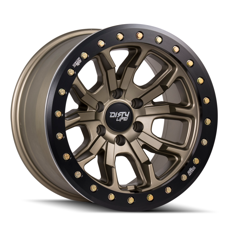 Dirty Life 9303 DT-1 17x9 / 8x170 BP / -12mm Offset / 130.8mm Hub Satin Gold Wheel - Beadlock