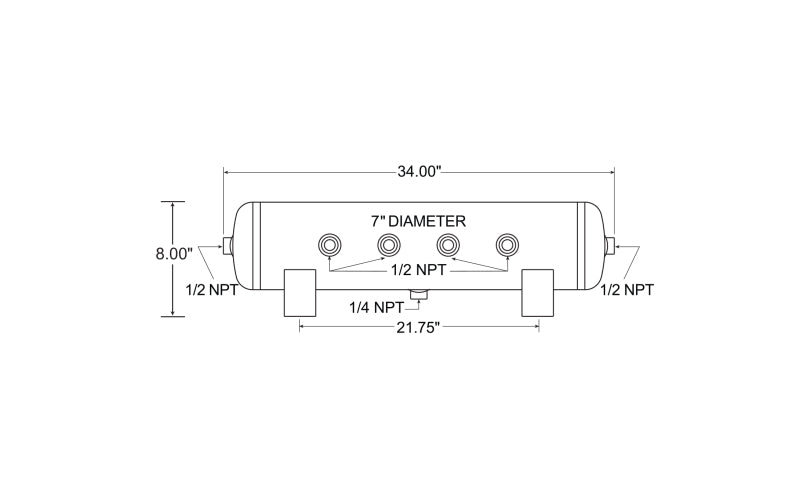 Firestone Air Tank 5 Gallon - 6 x 1/2NPT - 1 x 1/4in NPT (WR17609545)