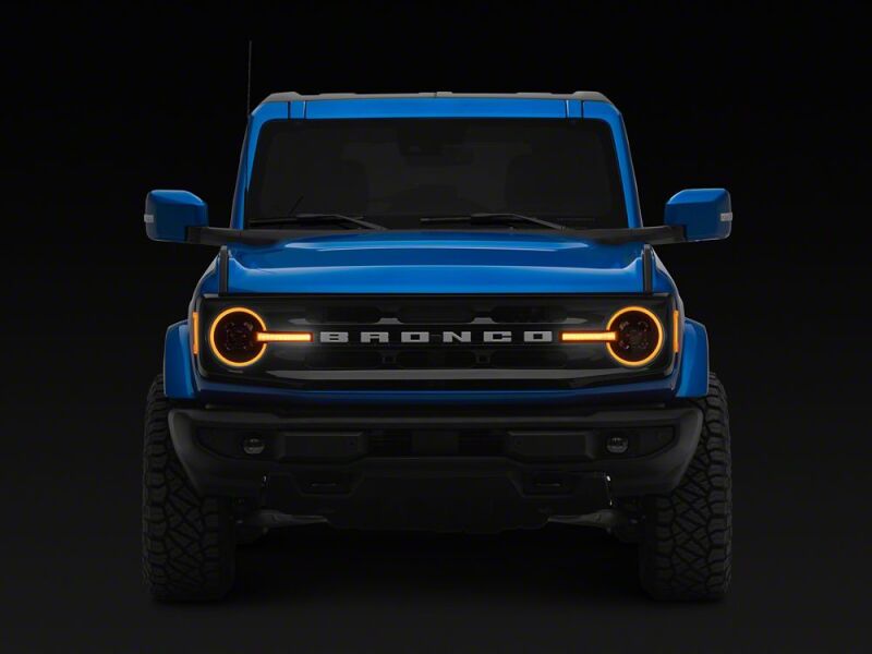 Raxiom 21-26 Ford Bronco LED Halo Headlights with Amber Backlight- Black Housing- Clear Lens