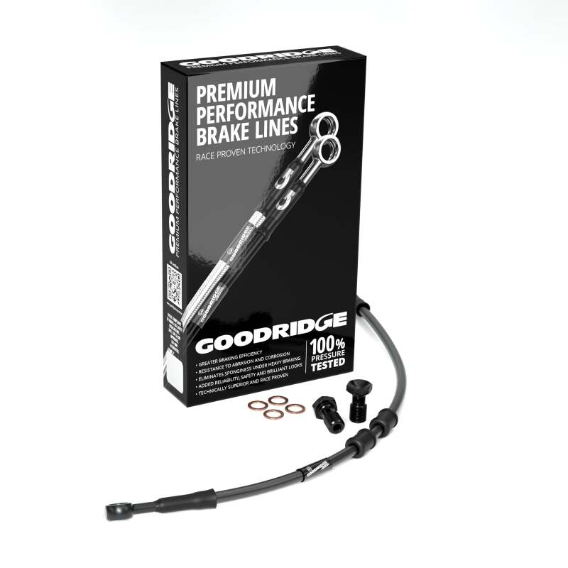 Goodridge 00-05 HD FXD/C +4in Black Brake Line Kit w/Black Fittings