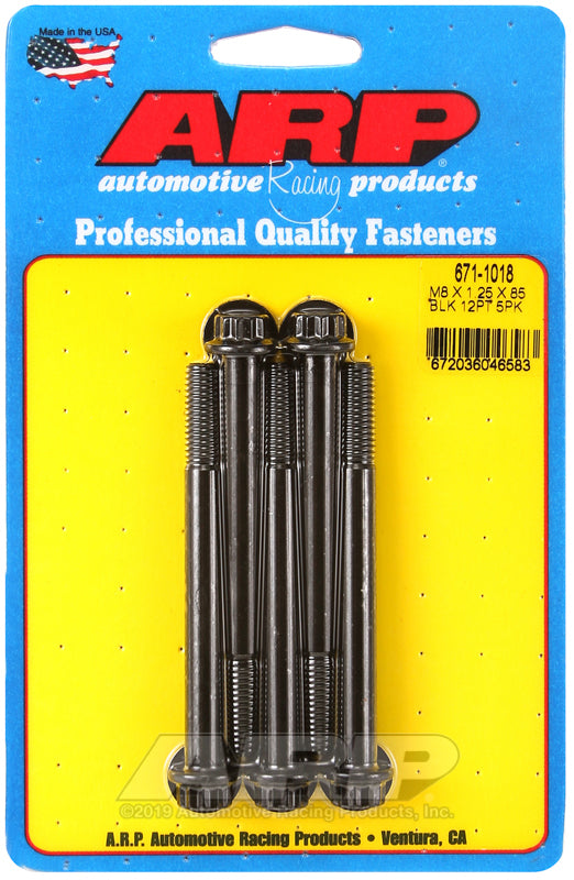 ARP M8 x 1.25 x 85 12pt Black Oxide Bolts (5/pkg)