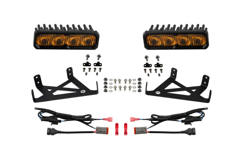 Diode Dynamics 2020-2022 Ford F-250 Super Duty F250 Fog SS6 Max LED Kit Yellow 3000K
