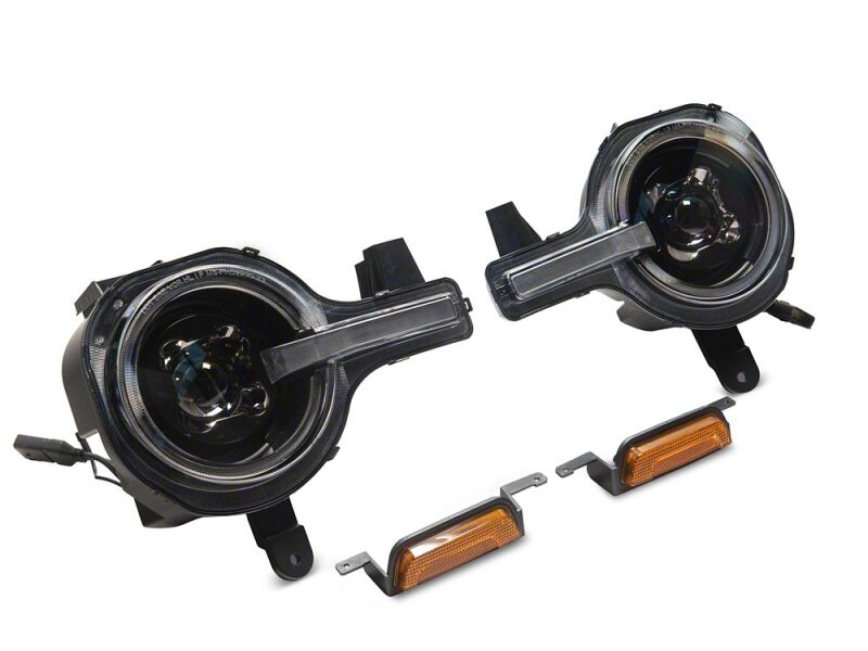 Raxiom 21-26 Ford Bronco LED Halo Headlights with Amber Backlight- Black Housing- Clear Lens