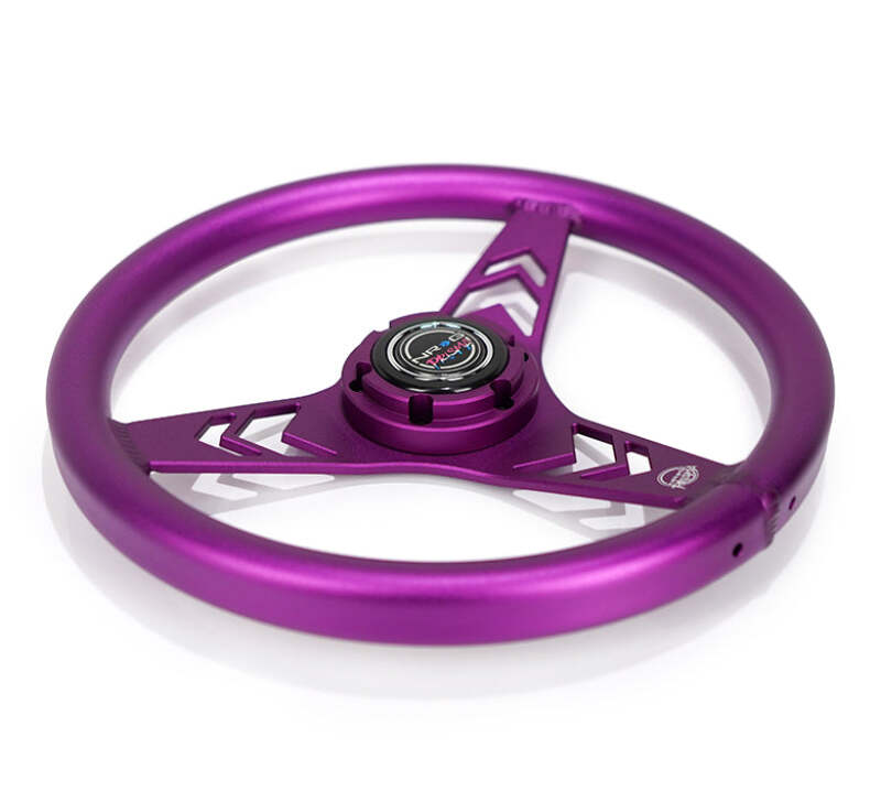 NRG Aluminum Steering Wheel 330mm - Arow Cutout - Ergonomic Grip - Anadized Purple