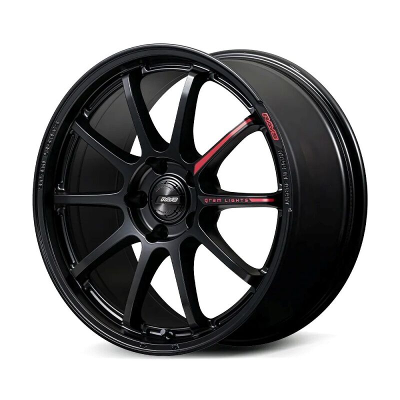 Gram Lights 57NR LIMITED II 18x8.5 +45 5-100 Semigloss Black Wheel w/ Black Cap/Stickers/Air Valve