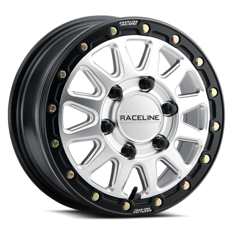 Raceline A14SB Alpha 15x7in / BP / 25mm Offset / 68mm Bore - Hyper Silver w/Black Ring
