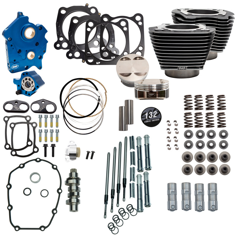 S&S Cycle 2017+ M8 Models 4.320in Bore 550C Cam Power Pack - Black Granite w/ Highlight - Incl. VVT