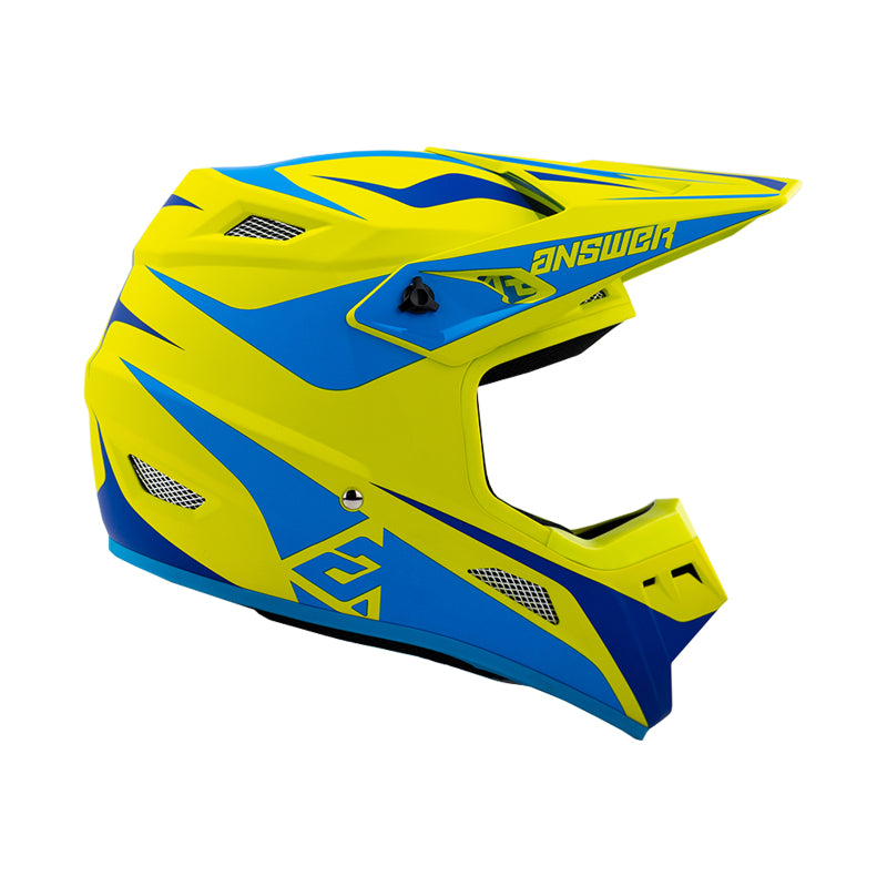 Answer 26 AR1 Mototown Helmet Matte Hyper Acid/Cyan/Dark Blue Youth - Medium