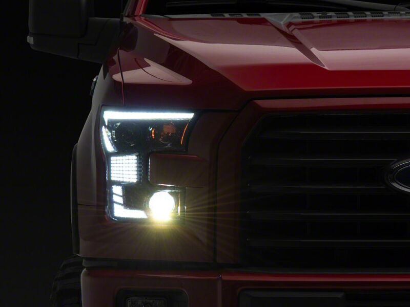 Raxiom 15-17 Ford F-150 XR Series LED Projector Headlights with DRL- Black Housing- Clear Lens