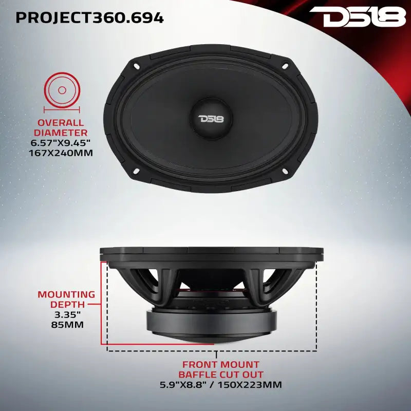 DS18 High-Sensitivity Mid-High Loudspeakers w/ Rotating Recone 6x9 98db 4ohm 90Hz-17kHz