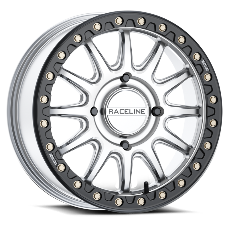Raceline A14SB Alpha 15x7in / BP / 25mm Offset / 68mm Bore - Hyper Silver w/Black Ring