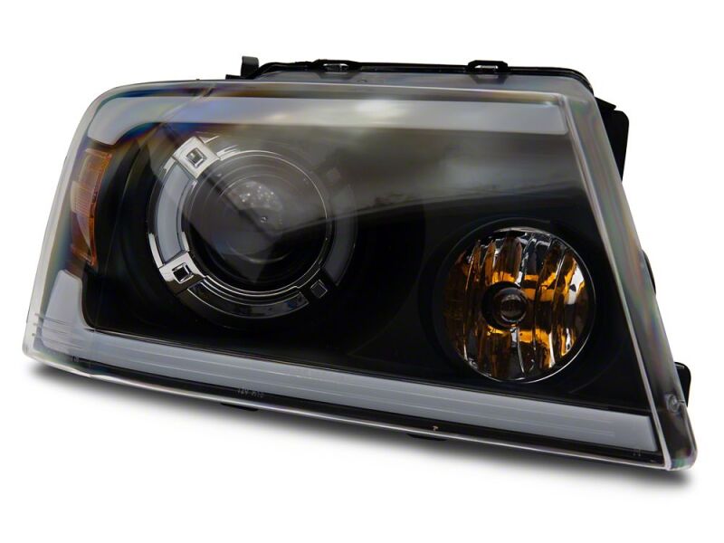 Raxiom 04-08 Ford F-150 Axial Series LED Proj Headlights/Seq LED Bar- Black- Clear Lens