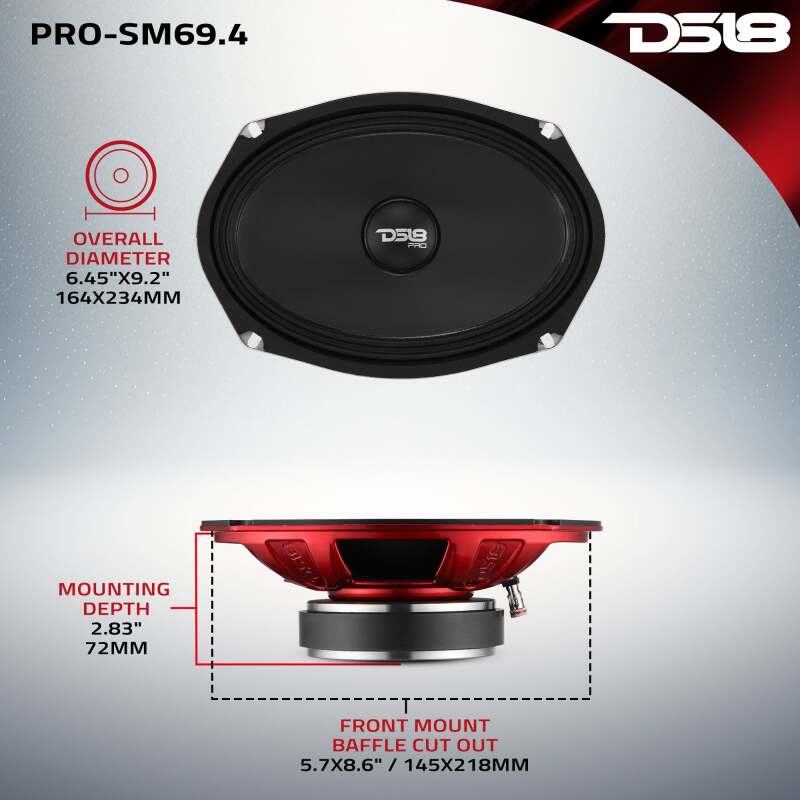 DS18 6x9 250 Watts RMS 4ohm Mid-Range Shallow