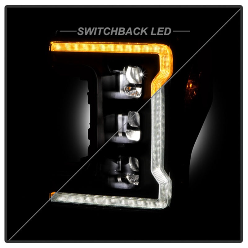 Spyder 17-19 Ford F-250/F-350/F-450 High-Power LED Headlights - Black (PRO-YD-FS17LEDAP-SEQSBGR-BK)