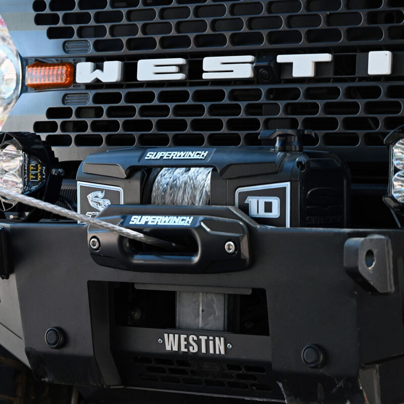 Superwinch 10000 LBS 12V DC 3/8in x 54ft Synthetic Rope Scorpion 10000SR Winch - Black Powdercoat