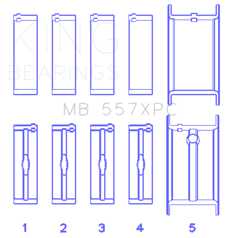 King Engine Bearings GM 262/267/302/307/327/350 (Size .020) Coated Performance Main Bearing Set