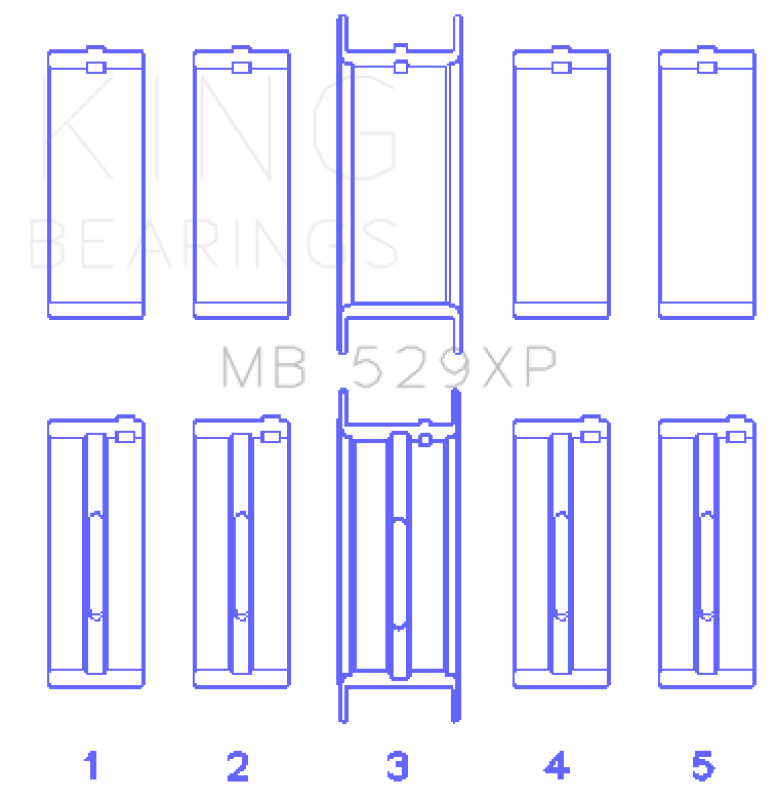 King Engine Bearings Performance Ford 302 (Size STD) Main Race Bearing Set