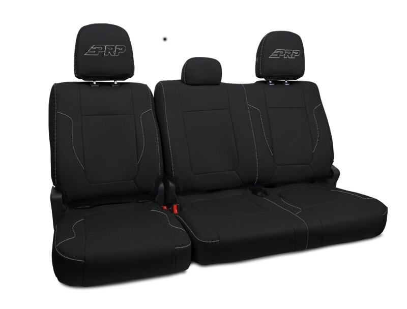 PRP 12-14 Ford Raptor Rear Bench Seat Covers- Black with Silver Stitch
