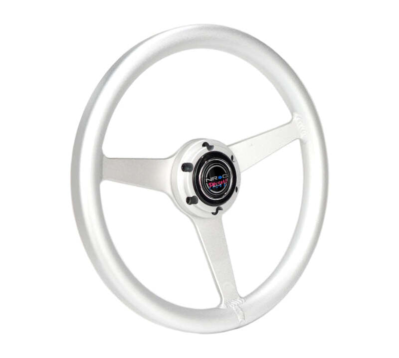 NRG Aluminum Steering Wheel 330mm - Heritage Solid Spoke - Ergonomic Grip - Anadized Silver