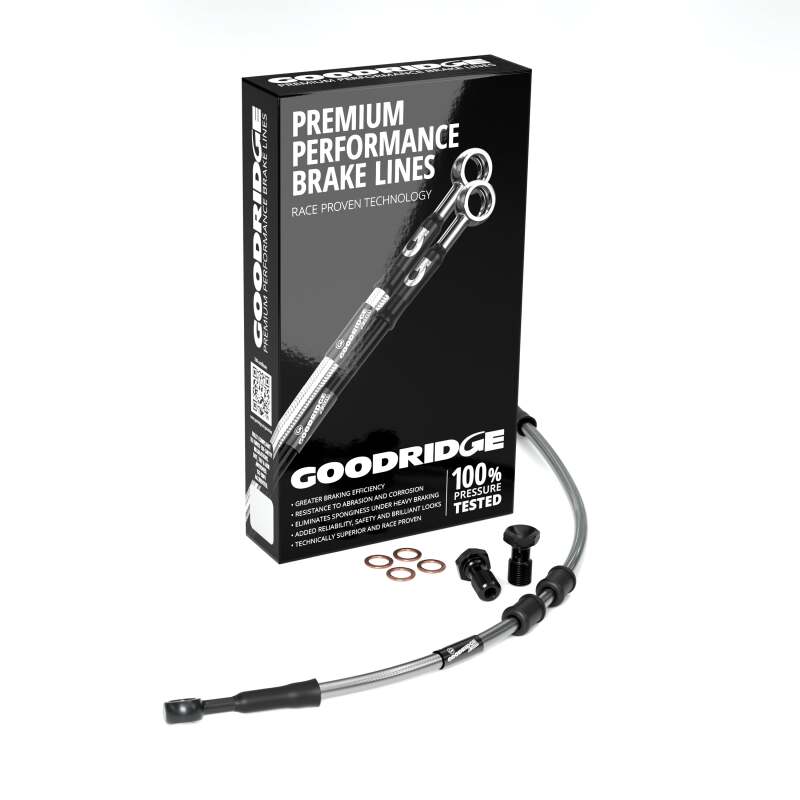 Goodridge 12-16 HD VRSCDX NIGHT ROD +4in Clear Brake Line Kit w/Stainless Steel Fittings