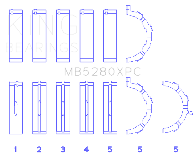 King Engine Bearings Ford 4.6L/5.4L V8 SOHC (Size STDX) Performance Coated Main Bearing Set