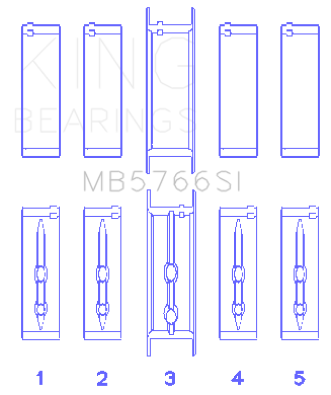 King Engine Bearings GM LS1/2/4/6 (Housing Bore +.010) (Size .001 Oversized) Main Bearing Set