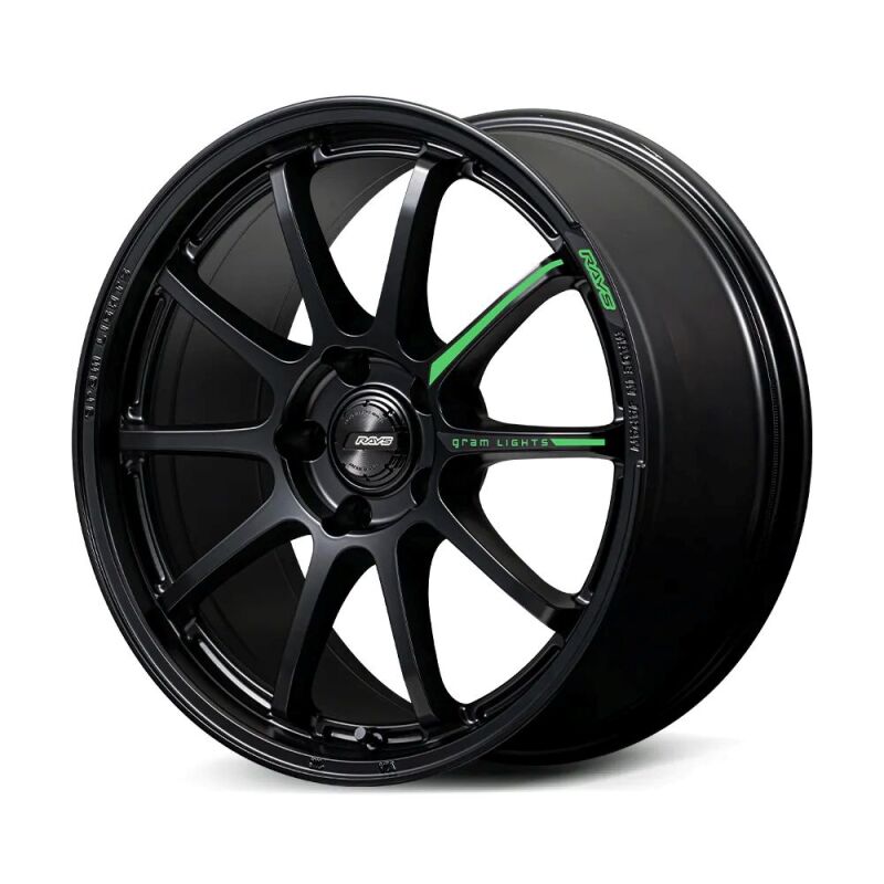 Gram Lights 57NR LIMITED II 17x7.0 +38 5-114.3 Semigloss Black Wheel w/ Black Cap/Stickers/Air Valve