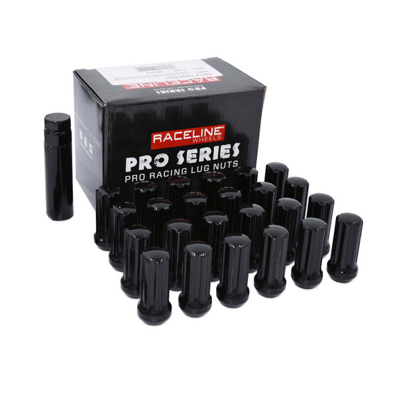Raceline 9/16in Duplex Spline Black Lug Nuts (24 Pack)