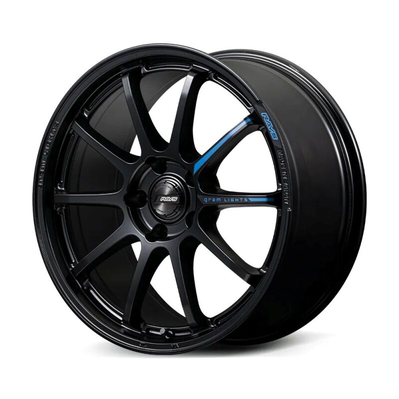 Gram Lights 57NR LIMITED II 18x8.5 +38 5-114.3 Semigloss Black Wheel w/ Black Cap/Stickers/Air Valve