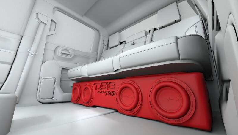 DS18 4 x 8in Forward Firing Underseat Ported Box Subwoofer Enclosure Black Spray Liner Paint Finish