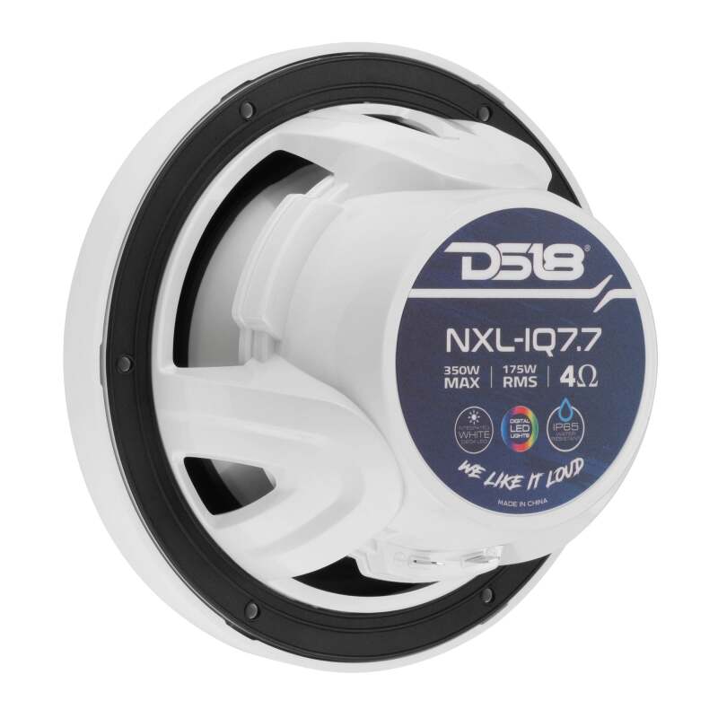 DS18 7.7in 2-Way 175 Watts RMS 4ohm Dgtl LED Lights Bullet Tweeter Cvrs Incl Wht Built-in Deck Light