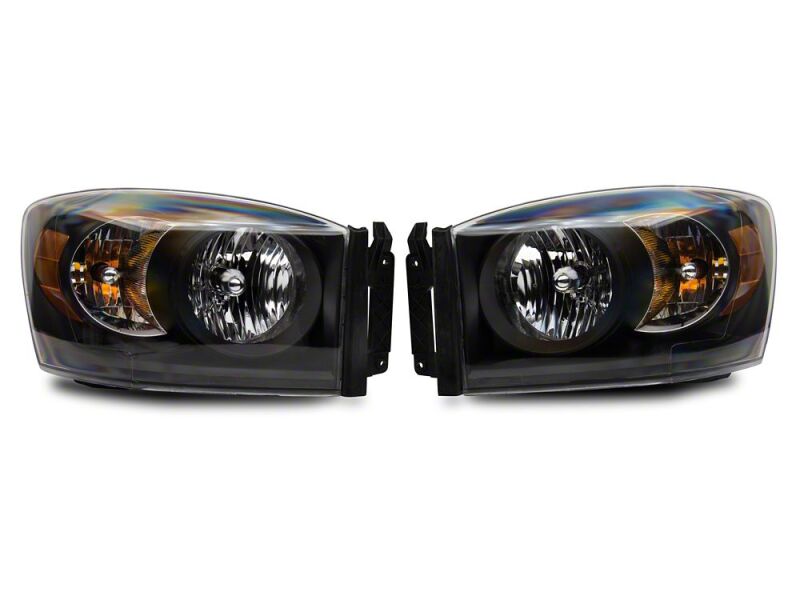 Raxiom 06-08 Dodge RAM 1500 Axial Series Euro Headlights- Black Housing- Clear Lens